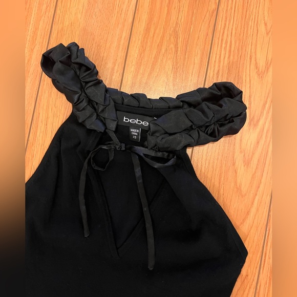 Bebe black mini silk bottom ruffle dress - Picture 3 of 4